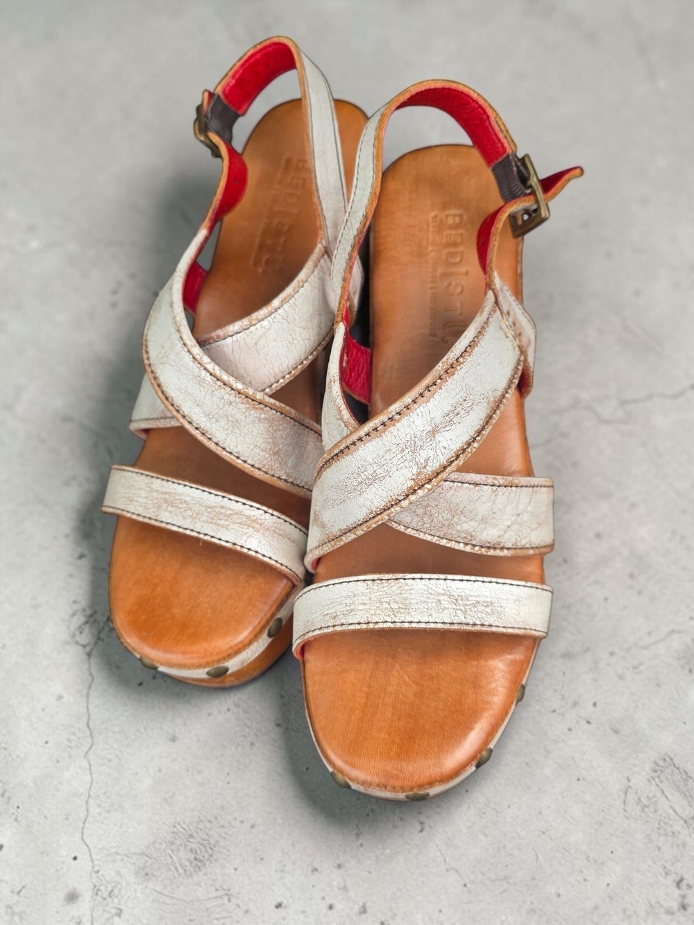 BED|STÜ Mediation Leather Sandals NWOT Handmade Artisan Platform Studded - Picture 2 of 5